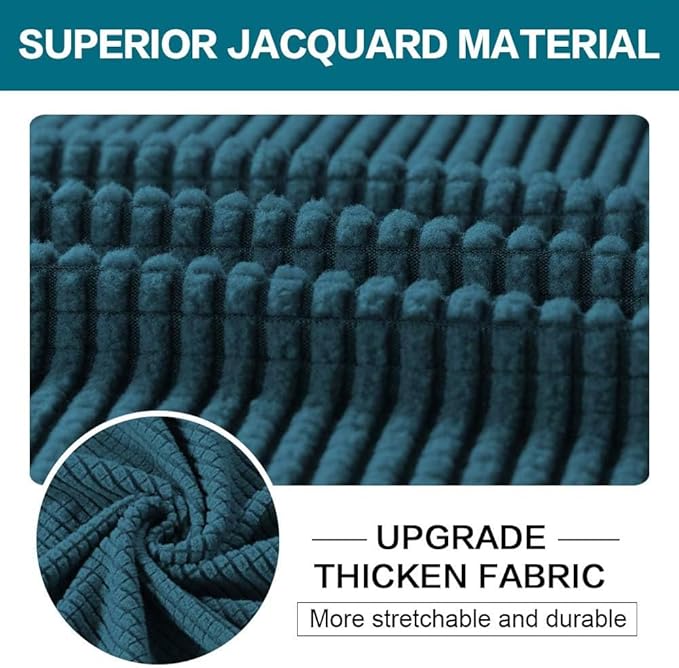 Turquoize 3 Piece Sofa Covers for 2 Cushion Couch Sofa Slipcover Soft Couch Cover for Dogs-Washable Sofa Furniture Covers with 2 Individual Cushion Covers, Feature Fabric (2 Cushion Sofa, Deep Teal)