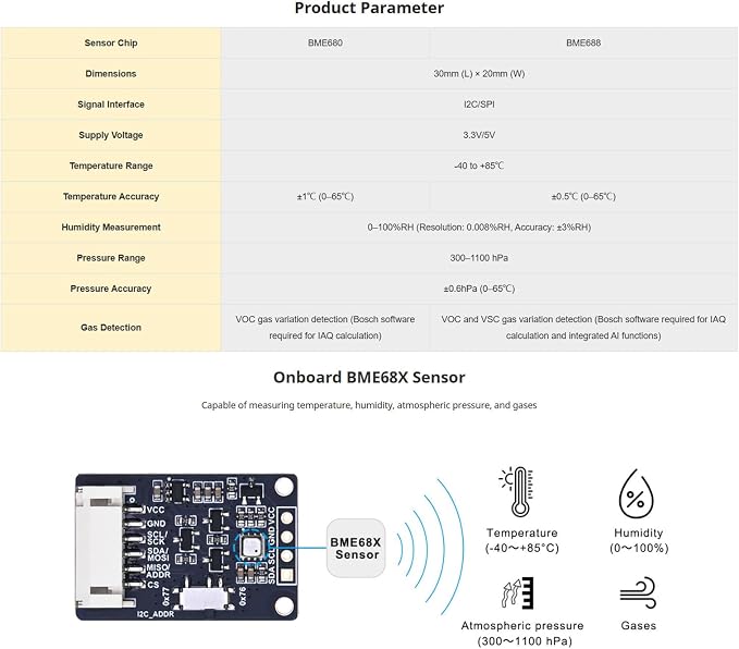 BME688 Environmental Sensor Module, Temperature Humidity Pressure VOC Sensor - Image 5