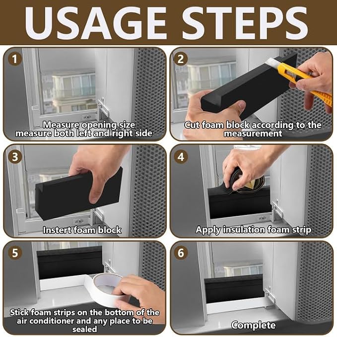 moonoom 4 Pack Air Conditioner Foam Block, Window AC Side Foam Block Kit - Image 4