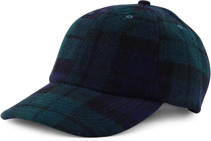 Trendy Apparel Shop Plaid Checker Wool Blend Unstructured Baseball Cap by TrendyApparel