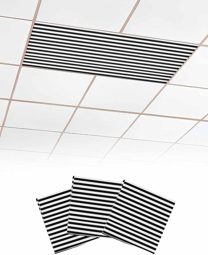 3 Pack Black and White Stripes Fluorescent Light Covers by Unknown