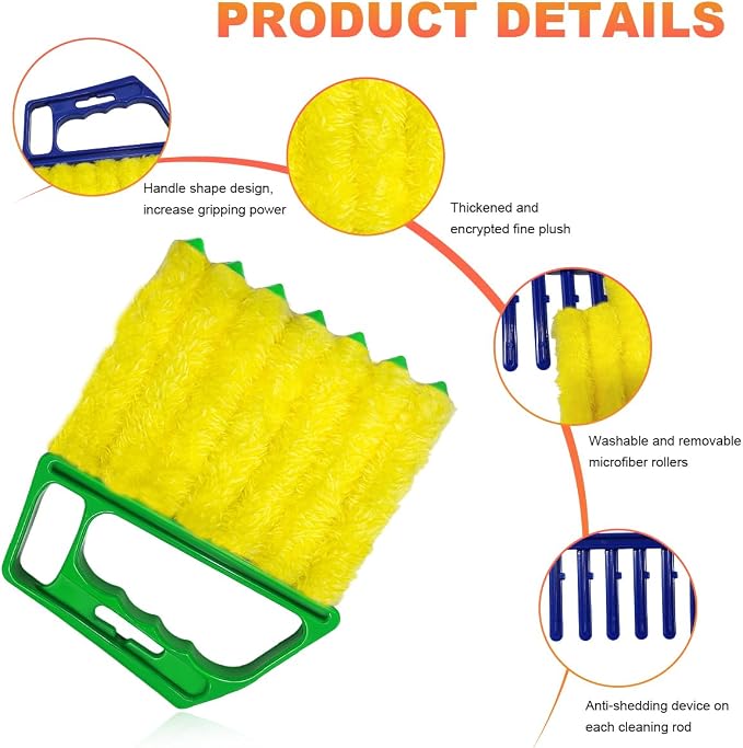 Sun Walker 2 PCS Blind Cleaner Duster Tool, 7-Finger Auto Dusting Cleaner Brush - Image 3
