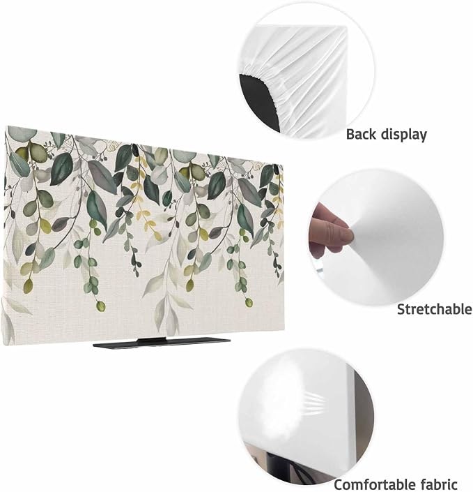 Country Sage Green Eucalyptus Indoor TV Cover, Elastic TV Screen Protector - Image 7