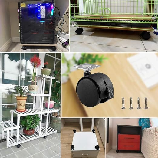 Black Plastic 1.5 inch Plate Casters - Image 3