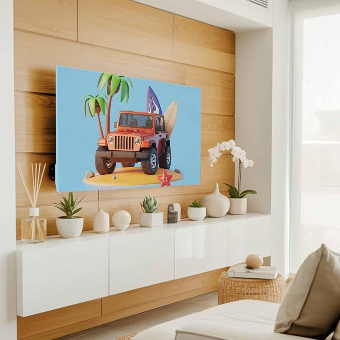 Summer Travel RV Beach Coconut Tree Indoor TV Cover, Elastic TV Screen - Image 2