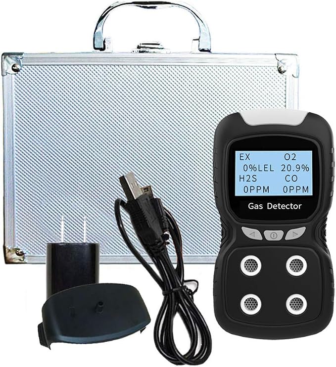 Portable Gas Detector, Gas Clip 4 Gas Monitor Meter Tester Analyzer, - Image 4