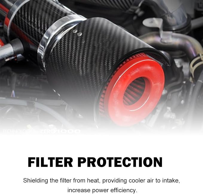 RULLINE Universal Air Intake Filter Cover Heat Shield Stainless Steel Cover - Image 2