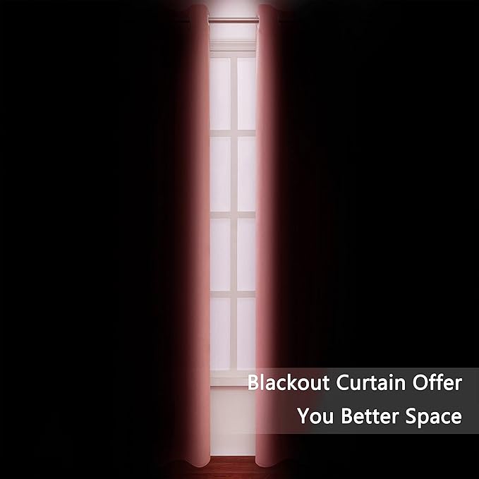 LEMOMO Blackout Curtains 42 x 84 inch/Coral Curtains Set of 2 Panels/Thermal Insulated Room Darkening Bedroom Curtains