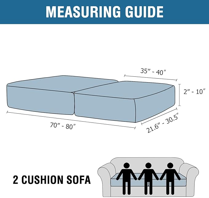H.VERSAILTEX Velvet Stretch Couch Cushion Cover Plush Cushion Slipcover for Chair Loveseat Sofa Cushion Furniture Protector Seat Cushion Sofa Cover (2 Piece Large Sofa Cushion Covers, Stone Blue)