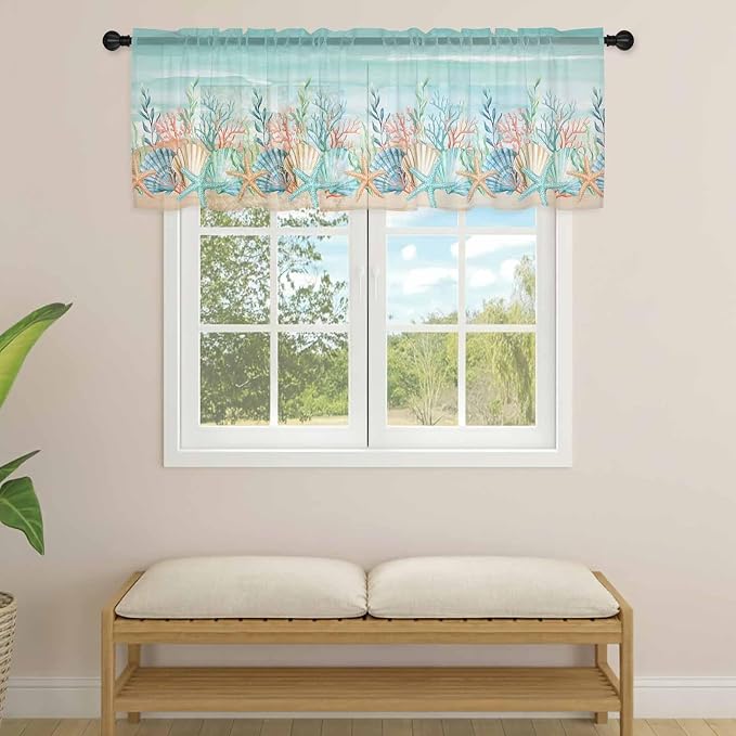 Summer Beach Sheer Valance Curtains - Image 4