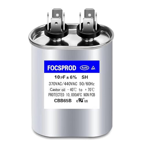 10 uF MFD Capacitor ±6%, 370/440 VAC CBB65 Round Run Capacitor, Single Run by FOCSPROD
