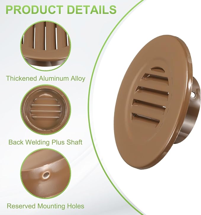PATIKIL 3" Round Air Vent, Louver Grille Cover Aluminum Alloy Soffit Vent HVAC - Image 3