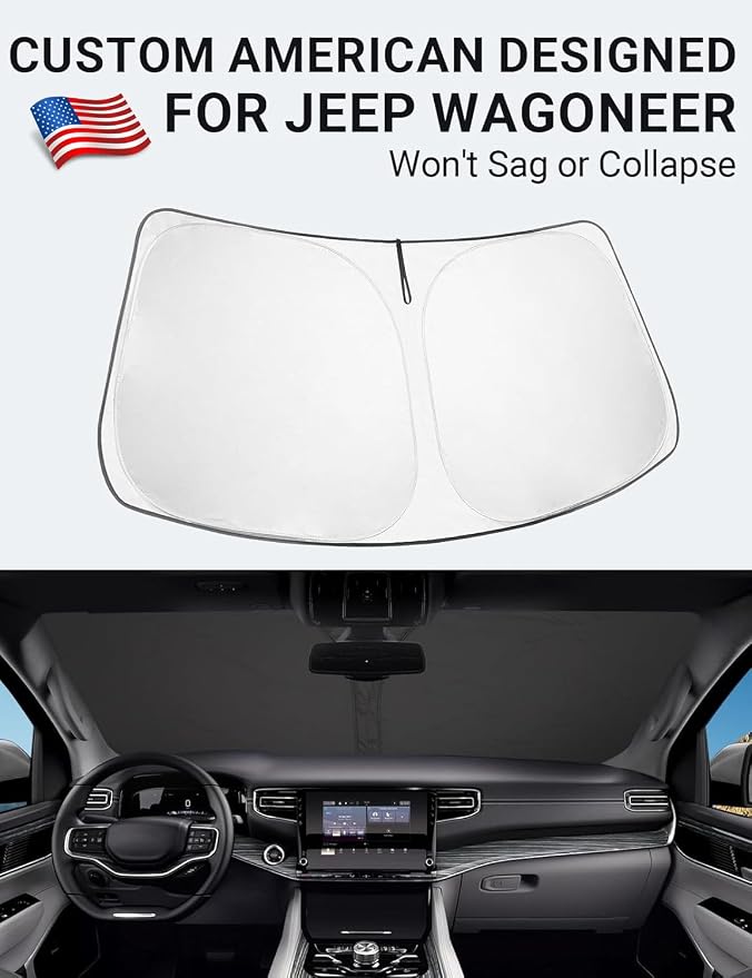 Proadsy 2026 Upgrade Windshield Sun Shade Custom Fit Jeep Wagoneer 2022-2025 - Image 2