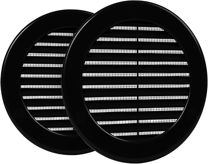 2-Pack 4" Round Air Vent Cover – Black Plastic Soffit Air Vent Deflector by HVACOV