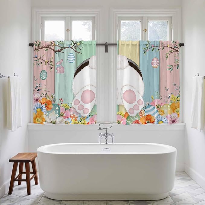 Easter Kitchen Curtains 54 Inch Long 2 Panel Set, Rod Pocket Window Curtains - Image 5