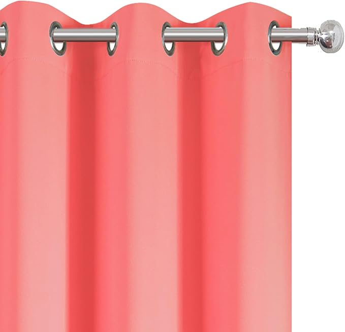 LEMOMO Blackout Curtains 66 x 72 Inch Long Coral Curtains Set of 2 Panels Room Darkening Curtains for Bedroom and Living Room