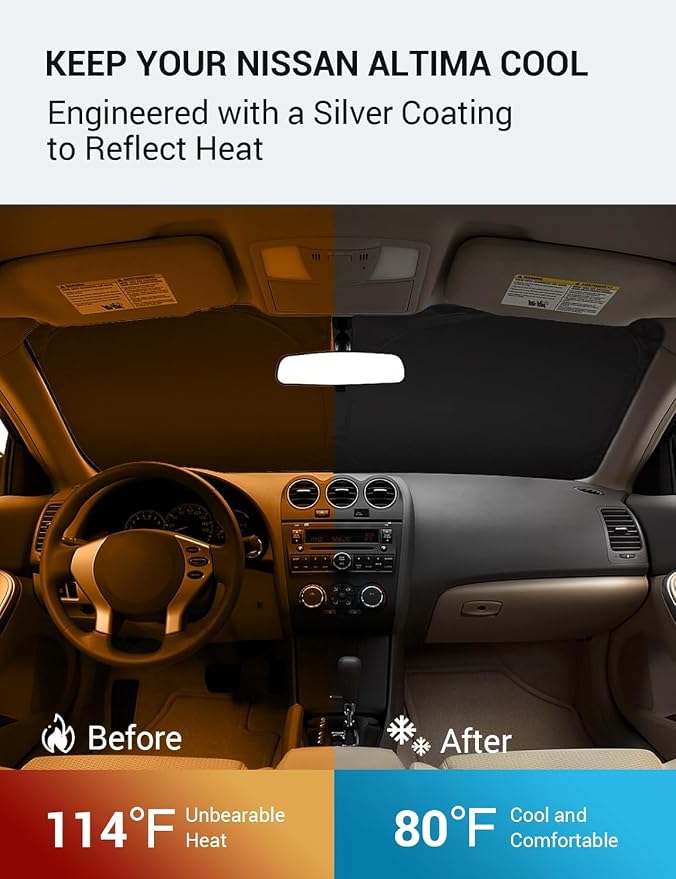 Proadsy 2026 Upgrade Windshield Sun Shade Custom Fit 2007-2012 Nissan Altima - Image 3