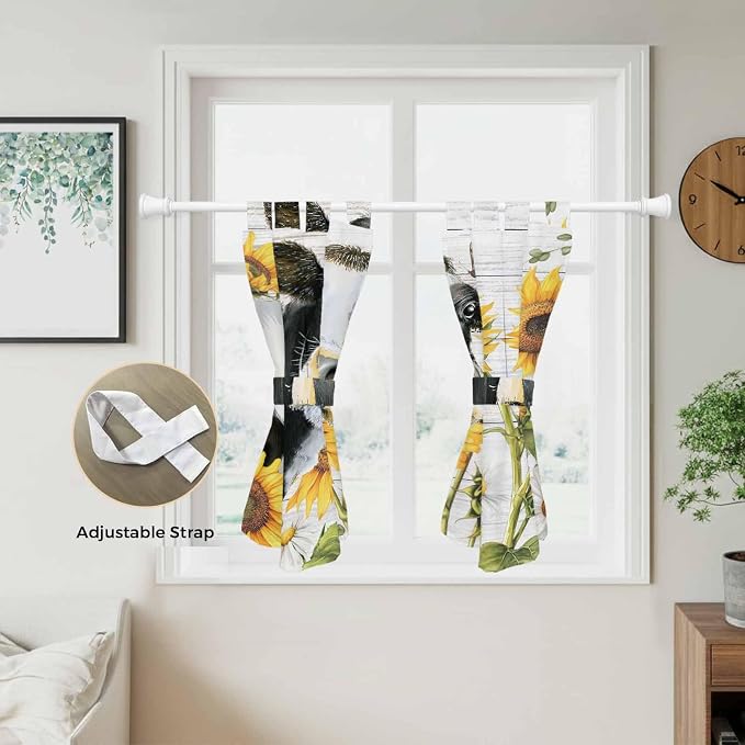 Retro Farmhouse Floral Kitchen Curtains 45 Inch Length, Short Cafe Window - Image 5