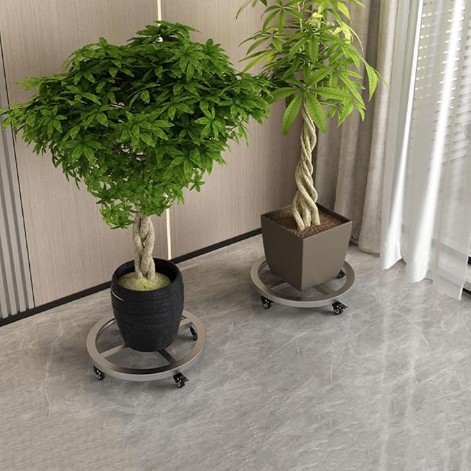 Outdoor Metal Plant Caddy with Wheels - Image 2