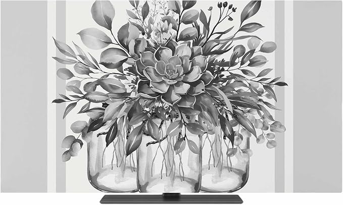Retro Flower Vase Retro Plant Indoor TV Cover, Elastic TV Screen Protector Grey by Unknown