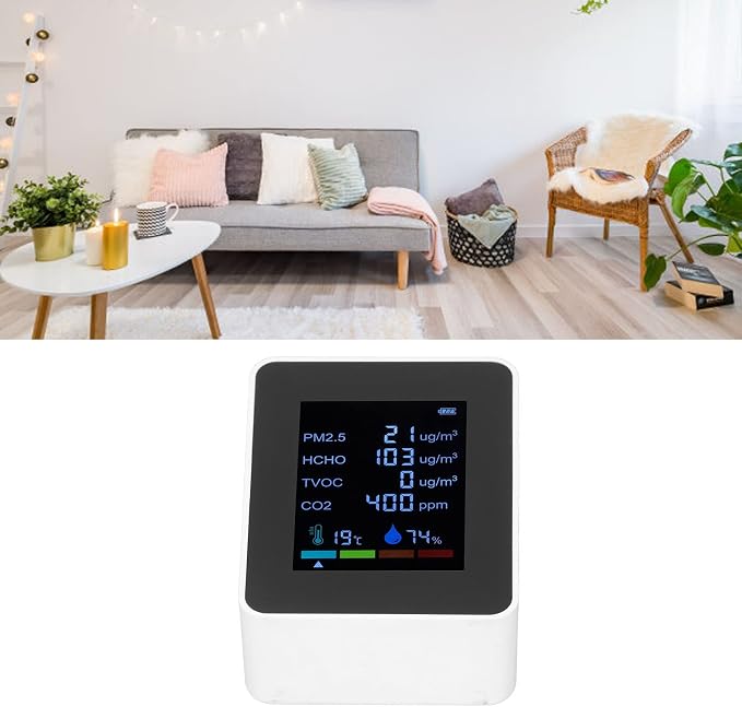 Air Quality Monitor, Temperature, HCHO Detector, USB Charging, - Image 6