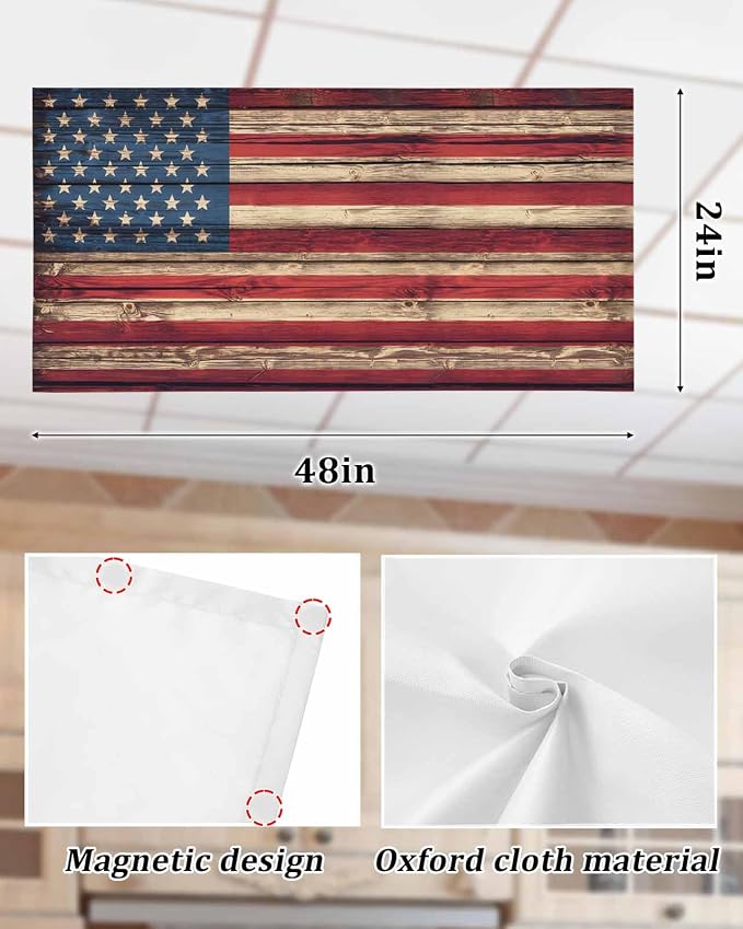 3 Pack Retro American Flag Fluorescent Light Covers Independence Day Stars and - Image 6