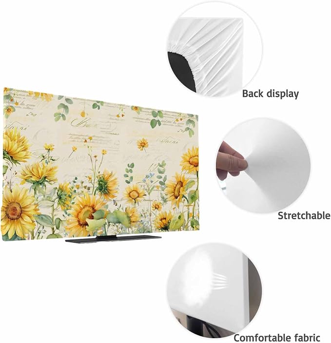 Farmhouses Sunflowers Eucalyptus Leaves Indoor TV Cover, Elastic TV Screen - Image 7