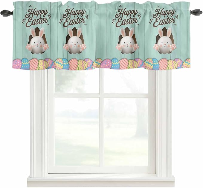 Green Easter Curtain Valances for Windows, Kitchen Valance Window Treatment by Unknown