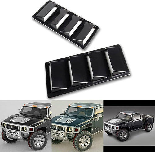 1 Pair Black Decorative Air Flow Intake Turbo Bonnet Hood Side Vent Cover Stick - Image 2
