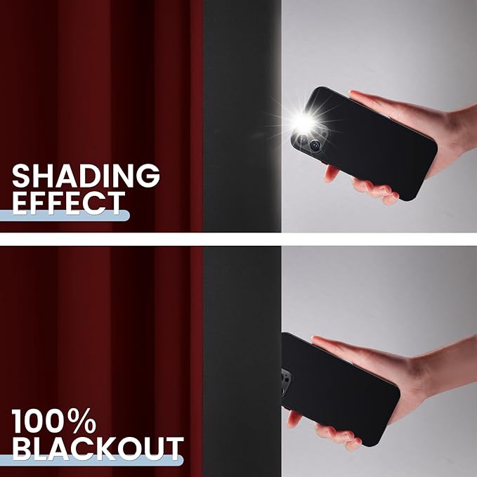 SimpleHome 100% Blackout Curtains for Bedroom,Thermal Insulated Burgundy Red Grommet Window Drapes Room Darkening Curtains for Living Room with Black Back,52 x 84 Inch,2 Panels