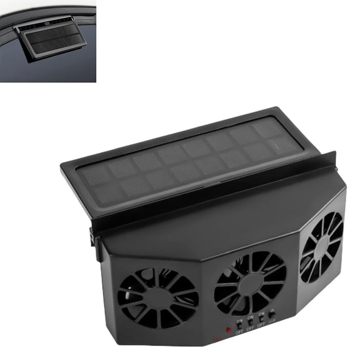 Solar Powered Car Window Exhaust Fan | 3 Fan Car Solar Power Air Vent Radiator by Supercap