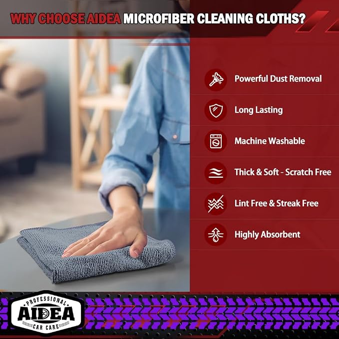 AIDEA Microfiber Cleaning Cloth Grey, Microfiber Towels - Image 3