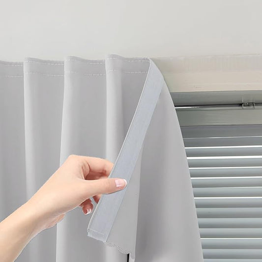 Blackout Curtains for Bedroom Sticky Curtain Blackout Window Cover Self Adhesive Curtains Rod No Drillng, 59" W X 59" L, Light Grey, 1 Panel