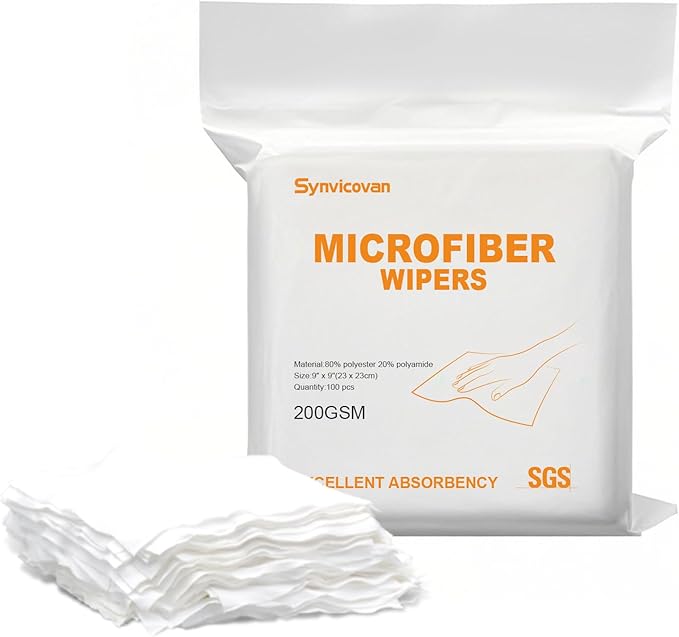 Microfiber Wipes 9"x9" Superfine Lint Free Cloths Cleaning and Drying Cloths by Synvicovan