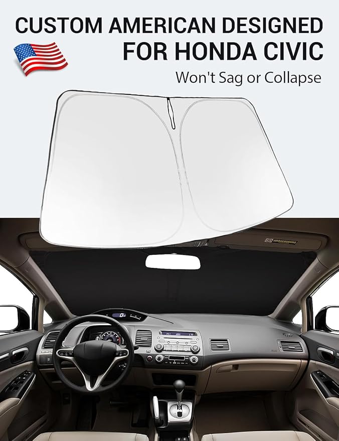 Proadsy 2026 Upgrade Windshield Sun Shade Custom Fit 2006-2011 Civic Foldable - Image 2
