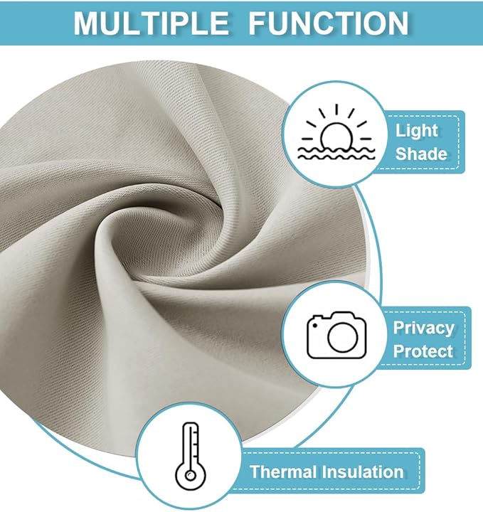 RYB HOME Curtains for Bedroom Living Room 72 inches Long, Thermal Insulated Privacy Rod Pocket Drapes for Nursery Office Home Theater, Width 42 by Length 72, Natural, 2 Panels