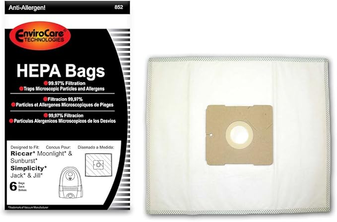 EnviroCare Replacement HEPA Filtration Vacuum Cleaner Dust Bags made to fit by EnviroCareTechnologies