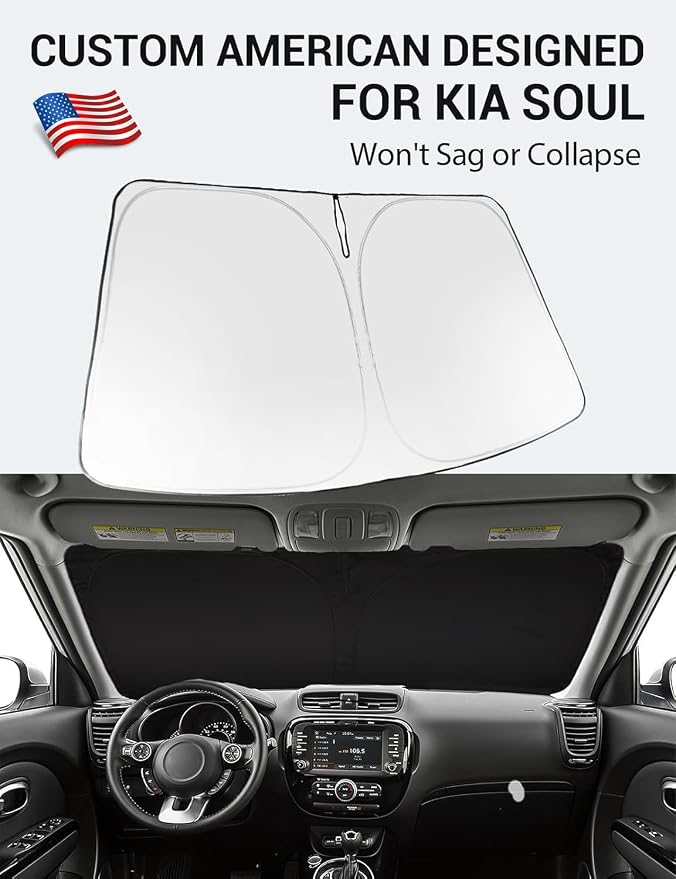 Proadsy 2026 Upgrade Windshield Sun Shade Custom Fit 2014-2019 Kia Soul - Image 2