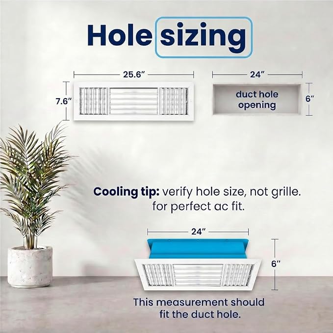 24x6 Aluminum 3-Way Air Flow Vent Cover Wall Ceiling Register Multi-Shutter - Image 3