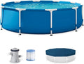 10ft x 30in Round Metal Frame Above Ground Pool, W/Filter Pump and Cover | by IJOWEEN