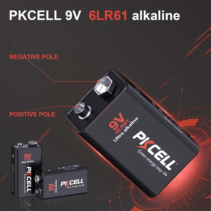 PKCELL 9 Volt Batteries 12 Pack, 9V Batteries Ultra Alkaline 6LR61 9V Battery - Image 4