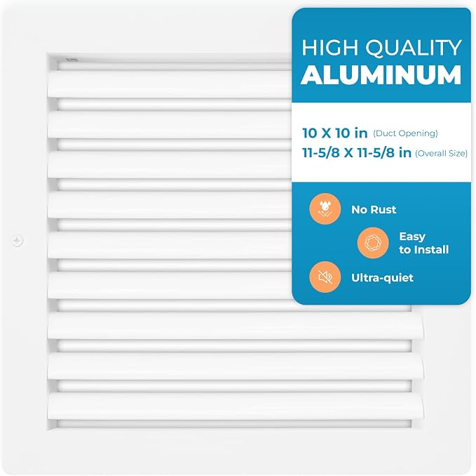 Rustproof 10 x 10 in Aluminum Vent Cover – Quiet Return Air Grille by Air360