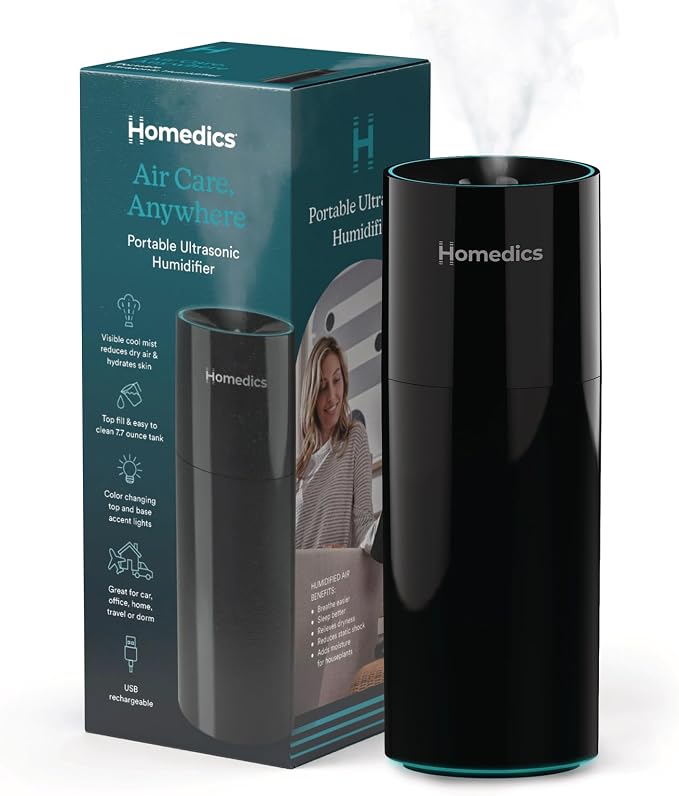 Homedics Portable Humidifier – Small Ultrasonic Cool Mist Humidifier by Homedics