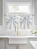 Summer Coconut Tree on Vintage Wood Grain Window Valance Curtains, Seaside by IDOWMAT