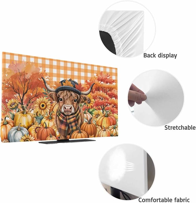Scottish Highland Cow Indoor TV Cover, Elastic TV Screen Protector Country - Image 7