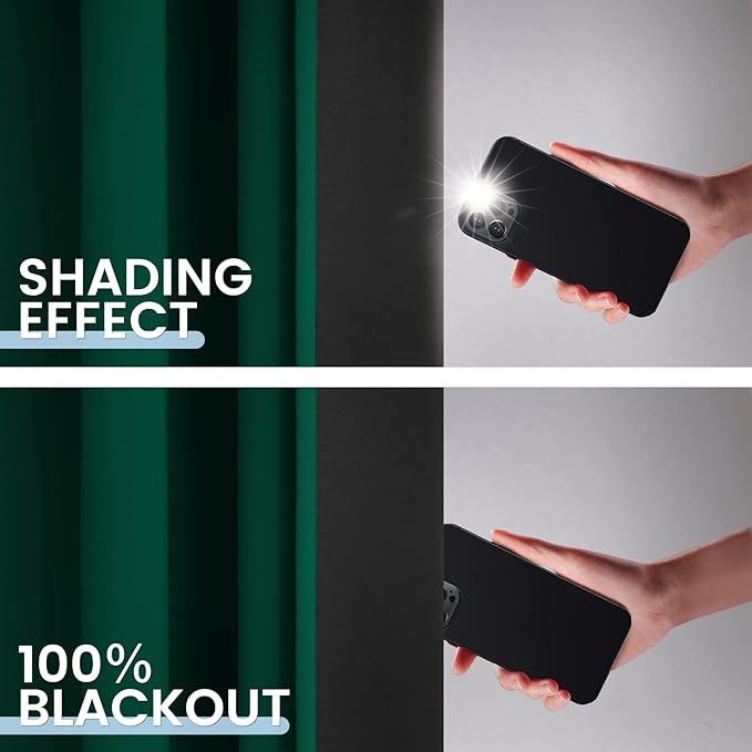 SimpleHome 100% Blackout Curtains for Bedroom,Thermal Insulated Dark Green Grommet Window Drapes Room Darkening Curtains for Living Room with Black Back,52 x 72 Inch,2 Panels