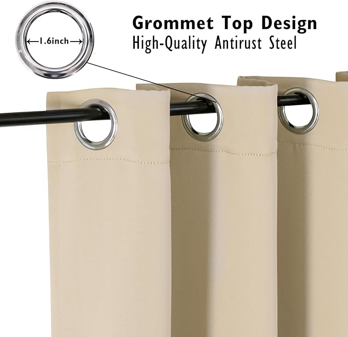 ChrisDowa Blackout Curtains 84 inches Long for Bedroom - 2 Panels Set Grommet Thermal Insulated Room Darkening Curtains for Living Room (Biscotti Beige, 52 x 84 Inch)