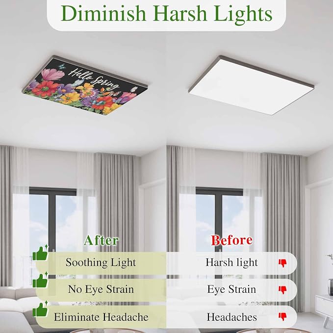 Fluorescent Light Covers for Ceiling Lights Hello Spring Magnetic Light Filters - Image 5