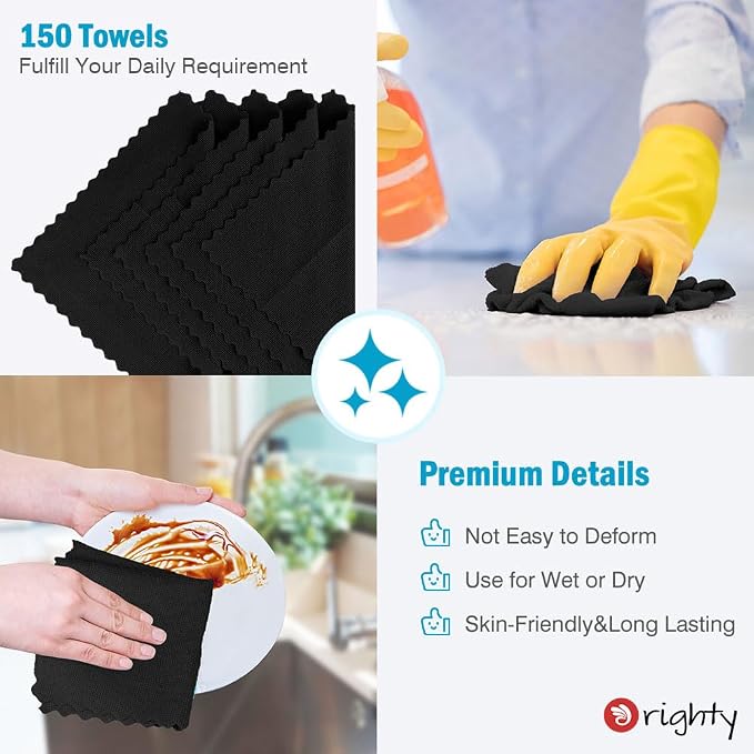 Orighty Microfiber Cleaning Cloth Bulk, 150 Pack Shop Towels, Reusable Cleaning - Image 5