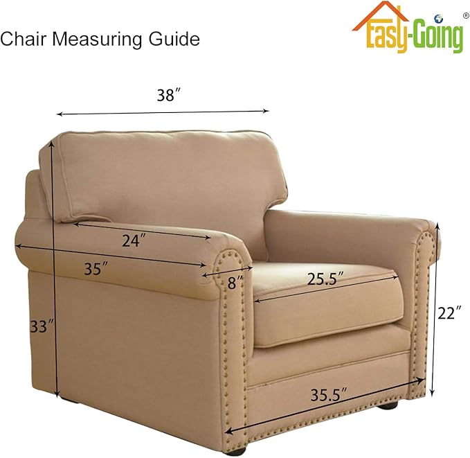 Easy-Going Stretch Chair Sofa Slipcover 1-Piece Couch Sofa Cover Furniture Protector Soft with Elastic Bottom for Kids, Pet. Spandex Jacquard Fabric Small Checks (Chair, Natural)